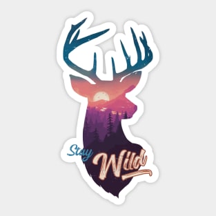 Stay Wild Deer Sunset Night Sticker